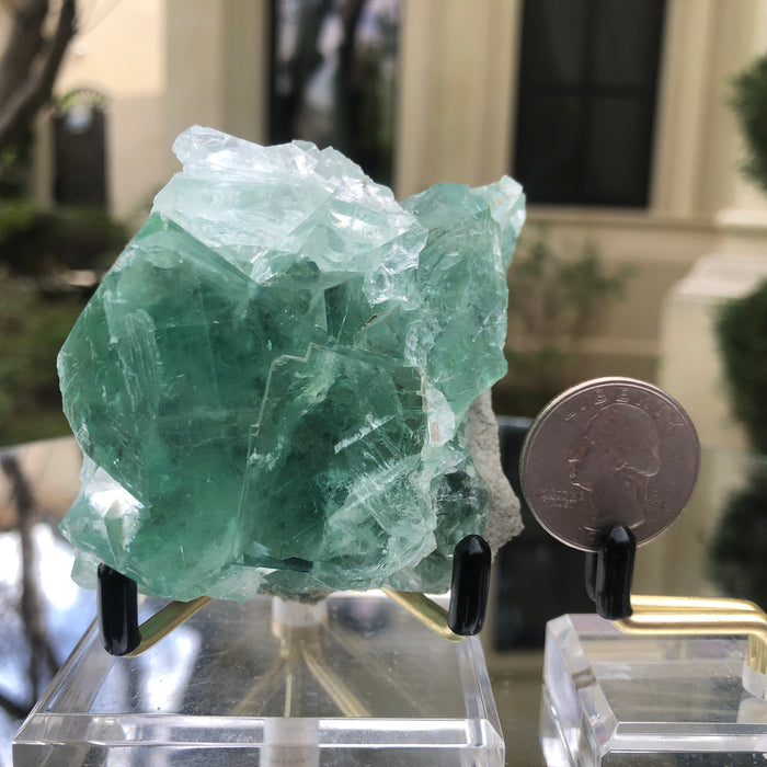 252g 9x7x5cm Glass Green and Clear Fluorite from Xianghualing,Hunan,CHINA