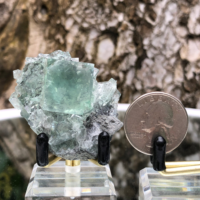 50g 5x5x3cm Glass Green and Clear Fluorite from Xianghualing,Hunan,CHINA