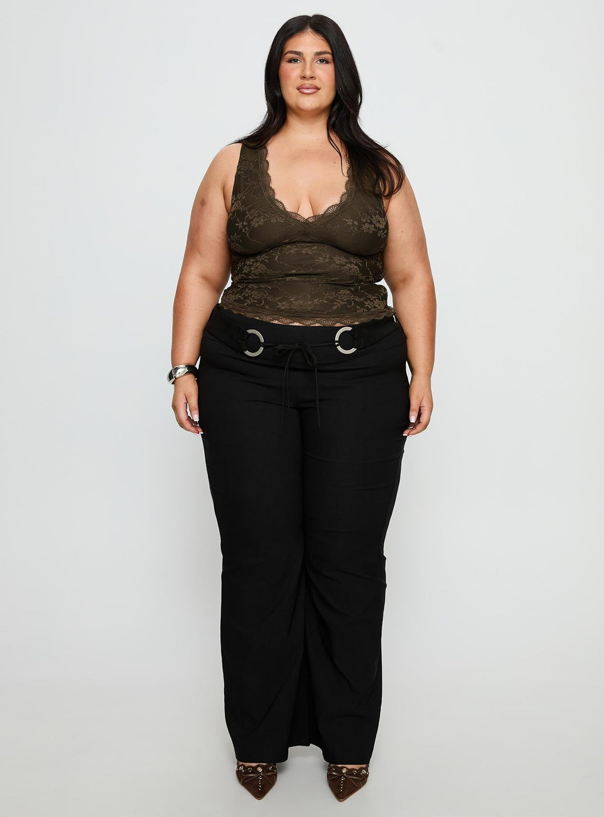 Twinflame Low Rise Hardware Pants Black Curve