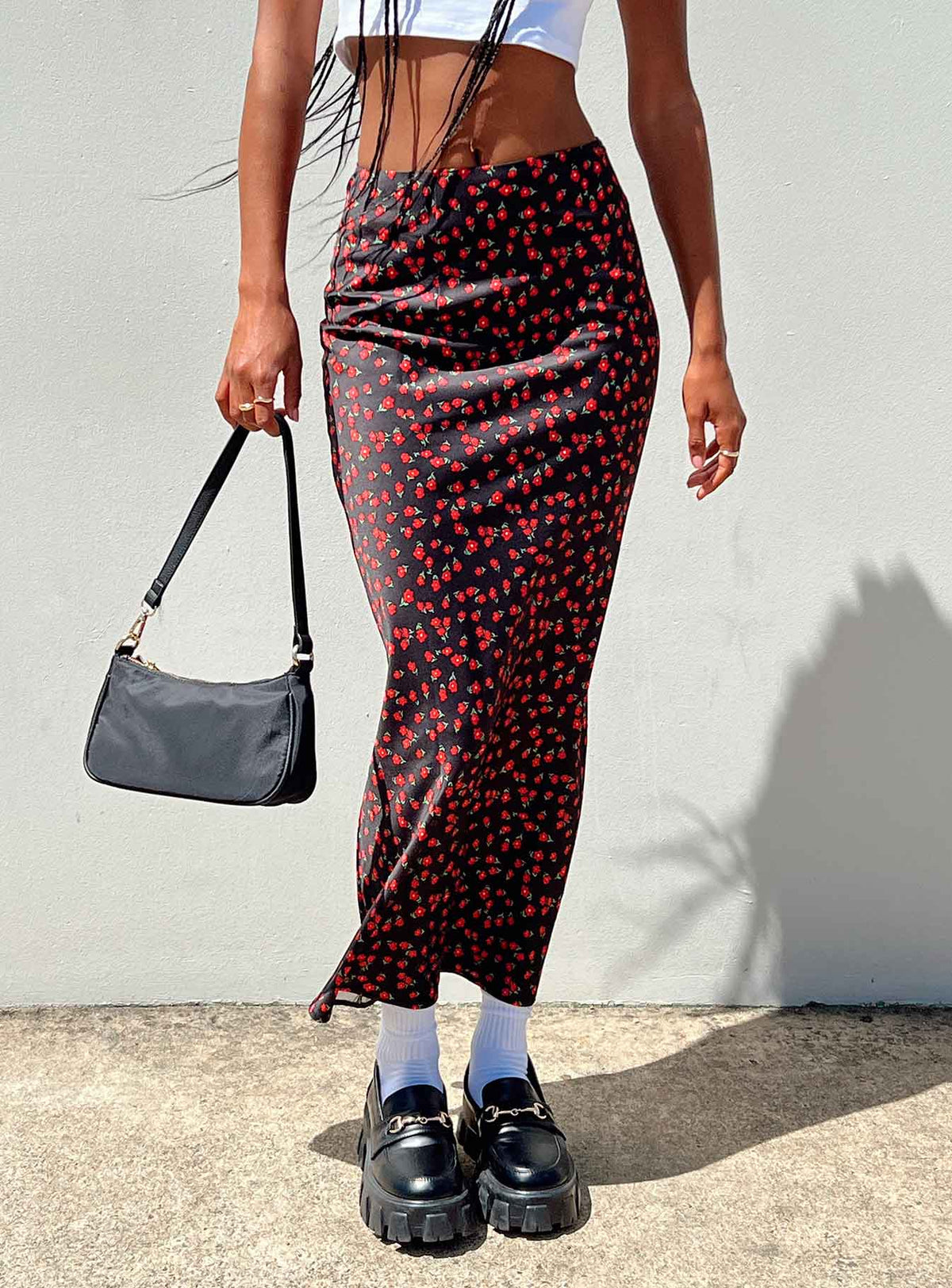 Jodie Maxi Skirt Black Floral