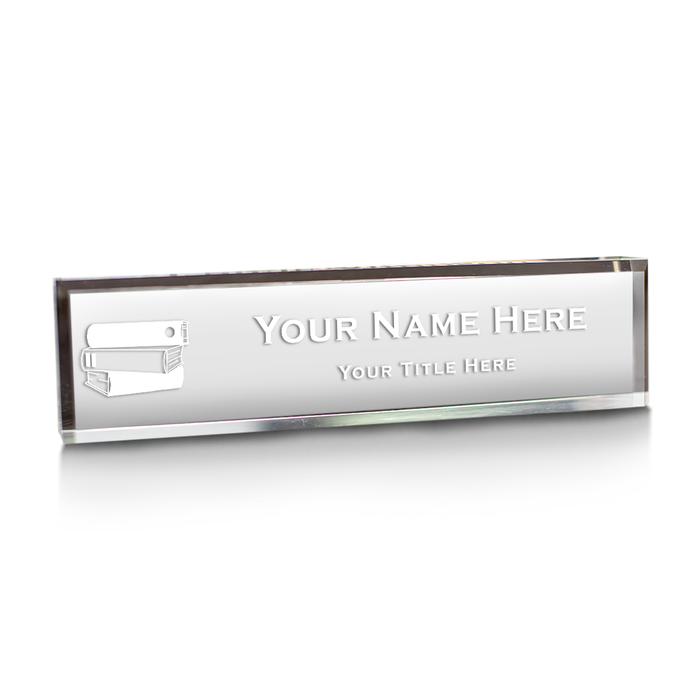 Books Themed, Personalized Acrylic Desk Sign (2 x 10")
