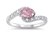 Pink Lab Opal and CZ Ring