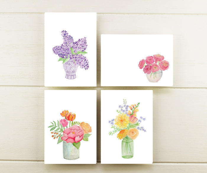 Spring bouquets note cards