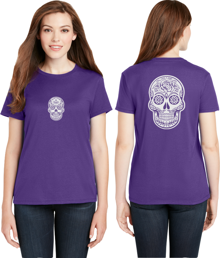 Sugar Skull Reflective Tee - 100% Cotton