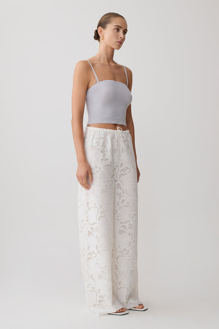 Tessa Broderie Straight Leg Pants - White