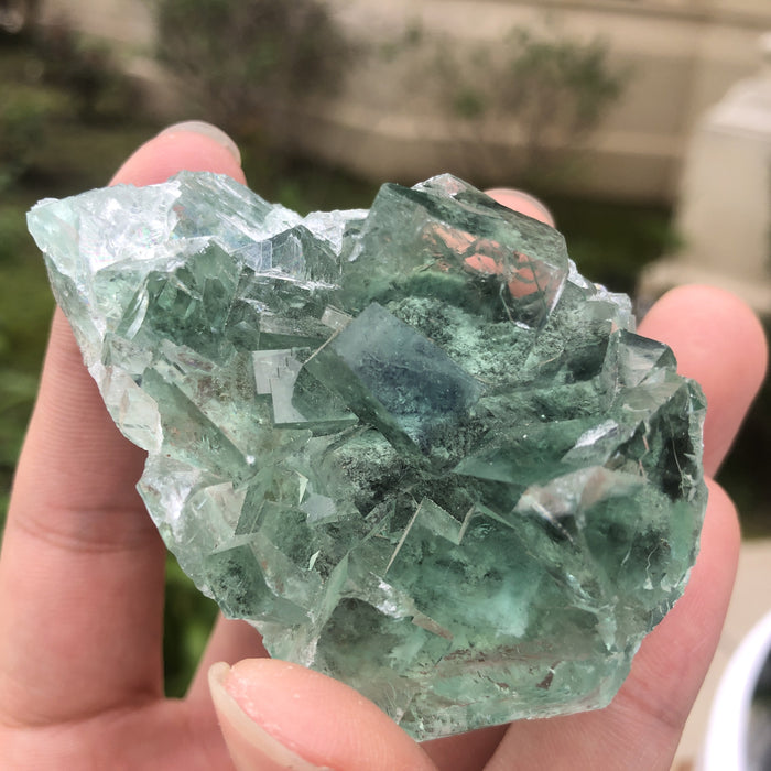 120g 7x6x4cm Glass Green and Clear Fluorite from Xianghualing,Hunan,CHINA - Locco Decor