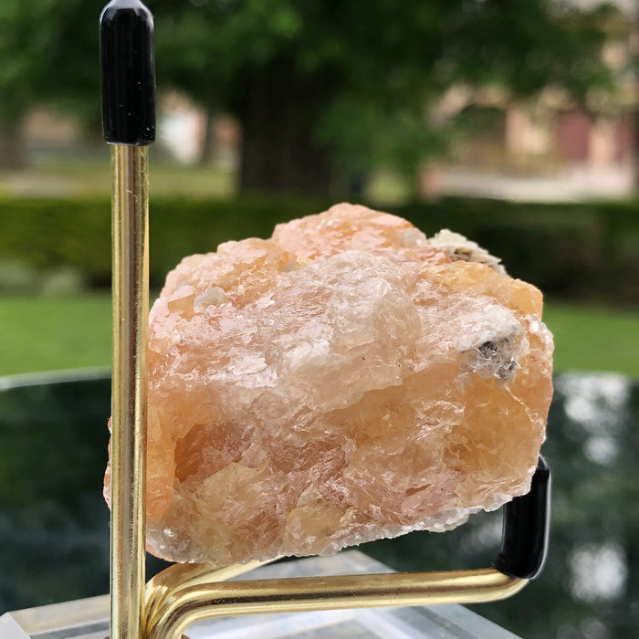 152g 5x4x2cm Orange Scheelite with Silver Muscovite from Mt. Xuebaoding,Sichuan,CHINA