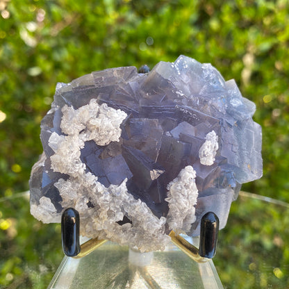 164g 8x6x3cm White Calcite with Purple Fluorite from Balochistan, Pakistan