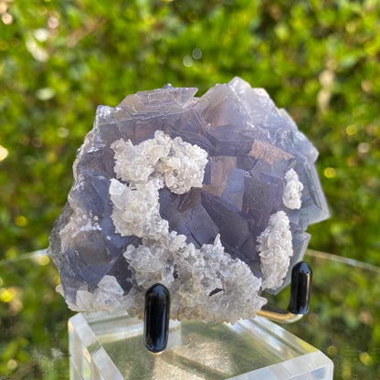 164g 8x6x3cm White Calcite with Purple Fluorite from Balochistan, Pakistan