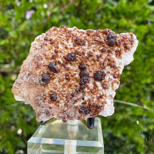 184g 10x8x3cm White Feldspar with Orange Spessartite Garnet from Tongbei, Fujian, CHINA