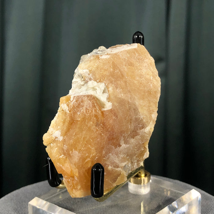 196g 6x4x3cm Orange Scheelite with Silver Muscovite from Mt. Xuebaoding,Sichuan,CHINA