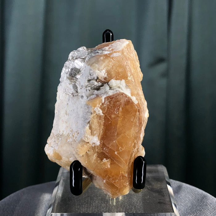 196g 6x4x3cm Orange Scheelite with Silver Muscovite from Mt. Xuebaoding,Sichuan,CHINA