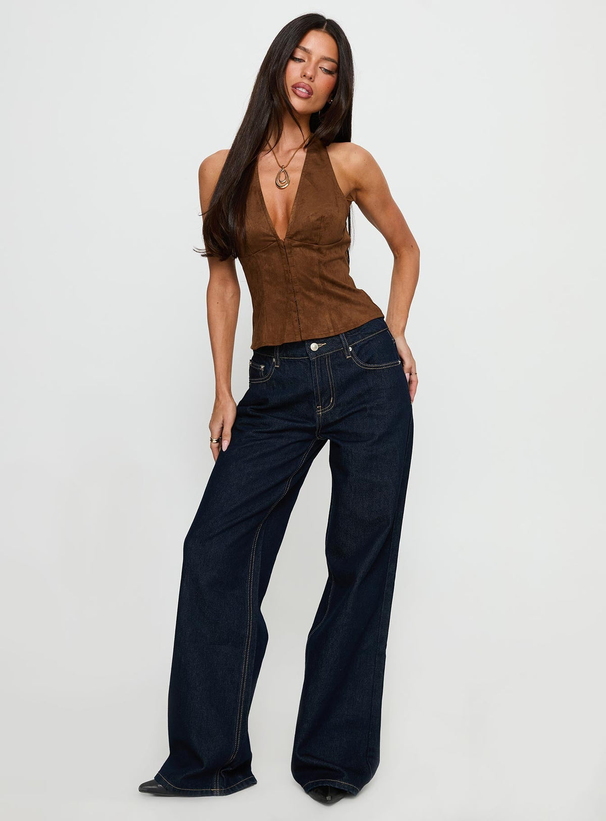 Favourite Reference Mid Rise Straight Leg Jeans Dark Indigo