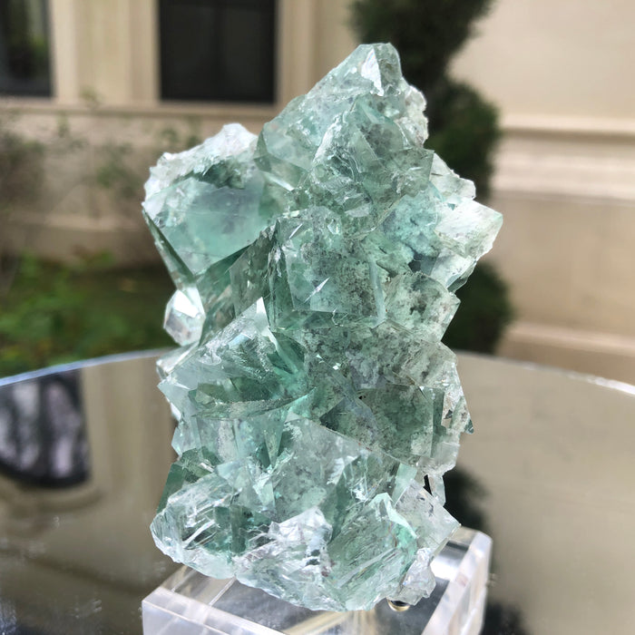224g 9x8x5cm Glass Green and Clear Fluorite from Xianghualing,Hunan,CHINA