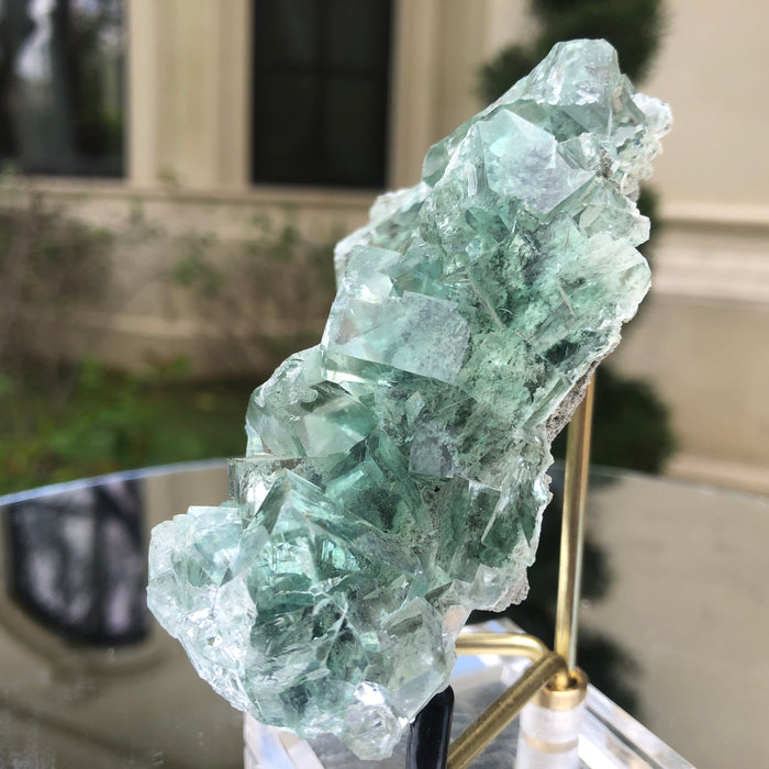224g 9x8x5cm Glass Green and Clear Fluorite from Xianghualing,Hunan,CHINA