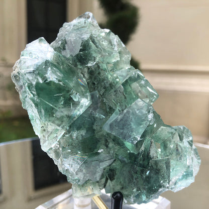 224g 9x8x5cm Glass Green and Clear Fluorite from Xianghualing,Hunan,CHINA
