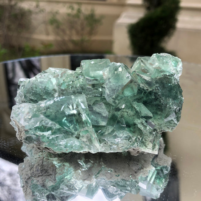 224g 9x8x5cm Glass Green and Clear Fluorite from Xianghualing,Hunan,CHINA