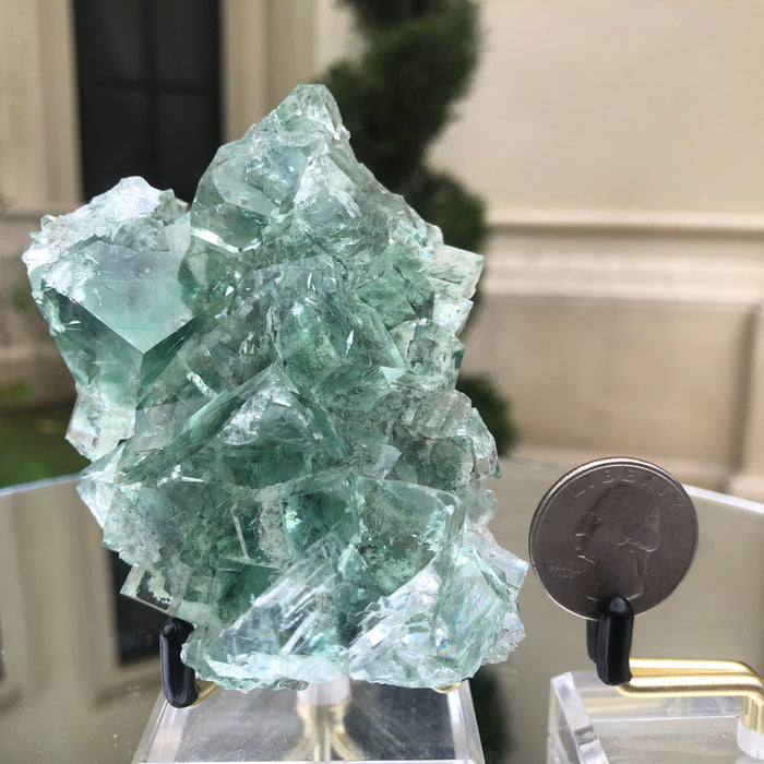 224g 9x8x5cm Glass Green and Clear Fluorite from Xianghualing,Hunan,CHINA