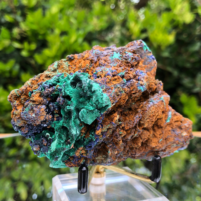 225g 10x5x8cm Shiny Blue Azurite w/ green Malachite from Sepon Mine, Laos