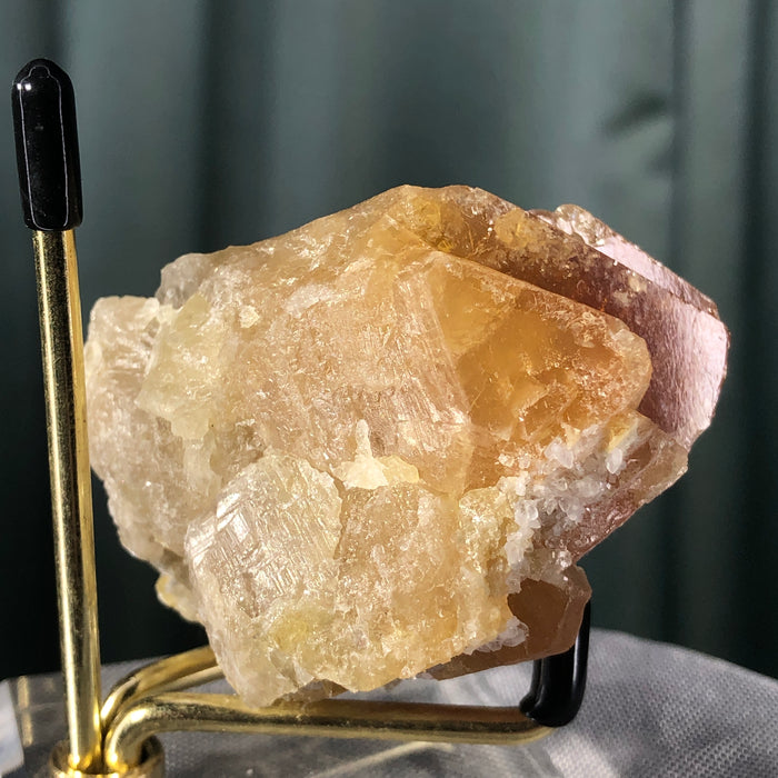 250g 6x5x4cm Orange Scheelite with Silver Muscovite from Mt. Xuebaoding,Sichuan,CHINA