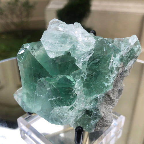 252g 9x7x5cm Glass Green and Clear Fluorite from Xianghualing,Hunan,CHINA
