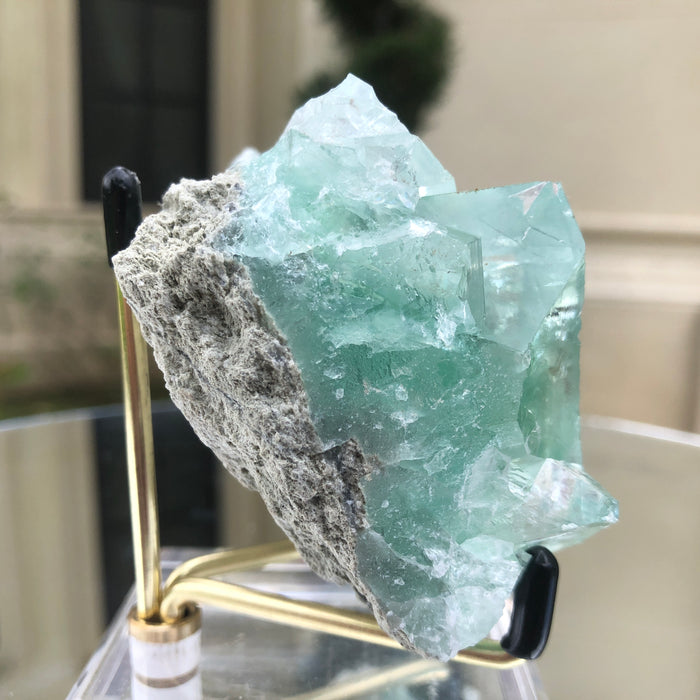 252g 9x7x5cm Glass Green and Clear Fluorite from Xianghualing,Hunan,CHINA