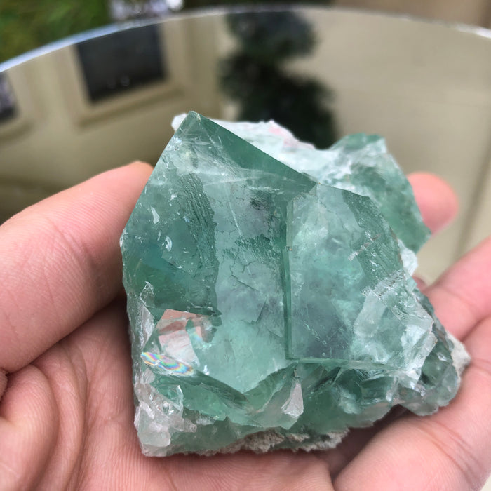 252g 9x7x5cm Glass Green and Clear Fluorite from Xianghualing,Hunan,CHINA