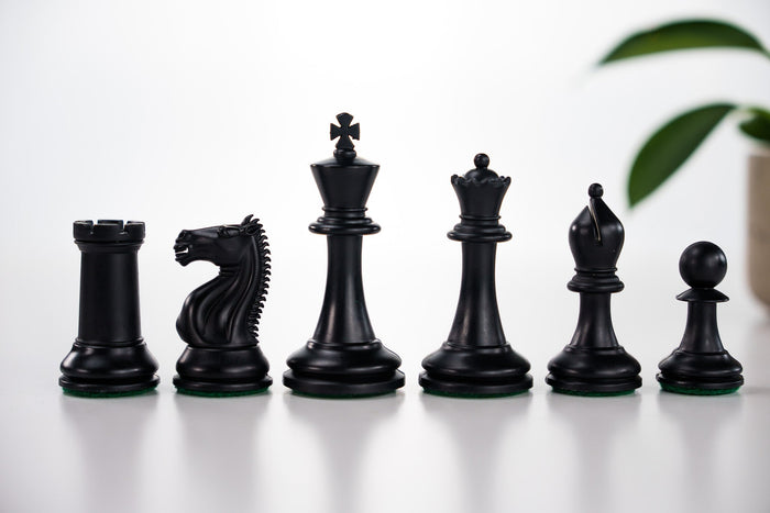 3 3/4" Emisario Player Chess Pieces - Black and Tan - Piece - Chess-House
