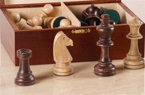 4" Standard Staunton Chess Pieces #7 in Dark Wood Box - Piece - Chess-House