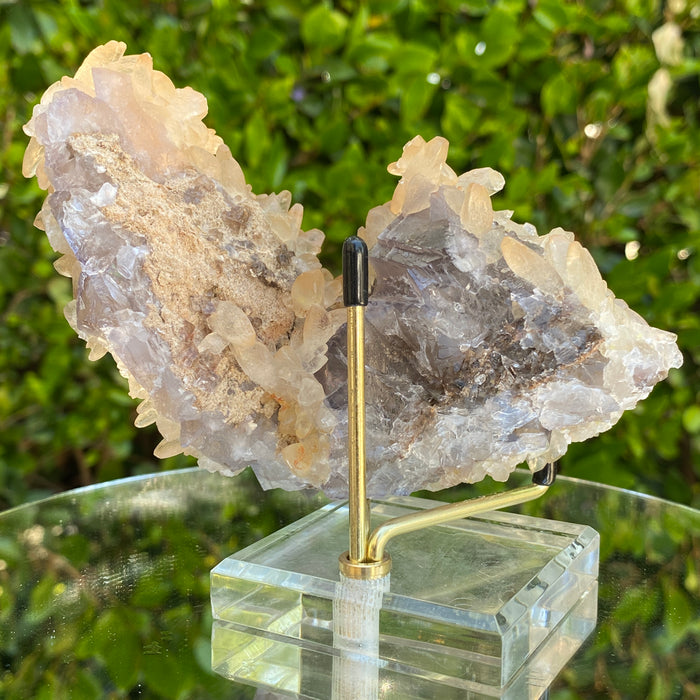 462g 13x9x6cm Spiky Calcite Frost covered Grey Fluorite from Balochistan, Pakistan