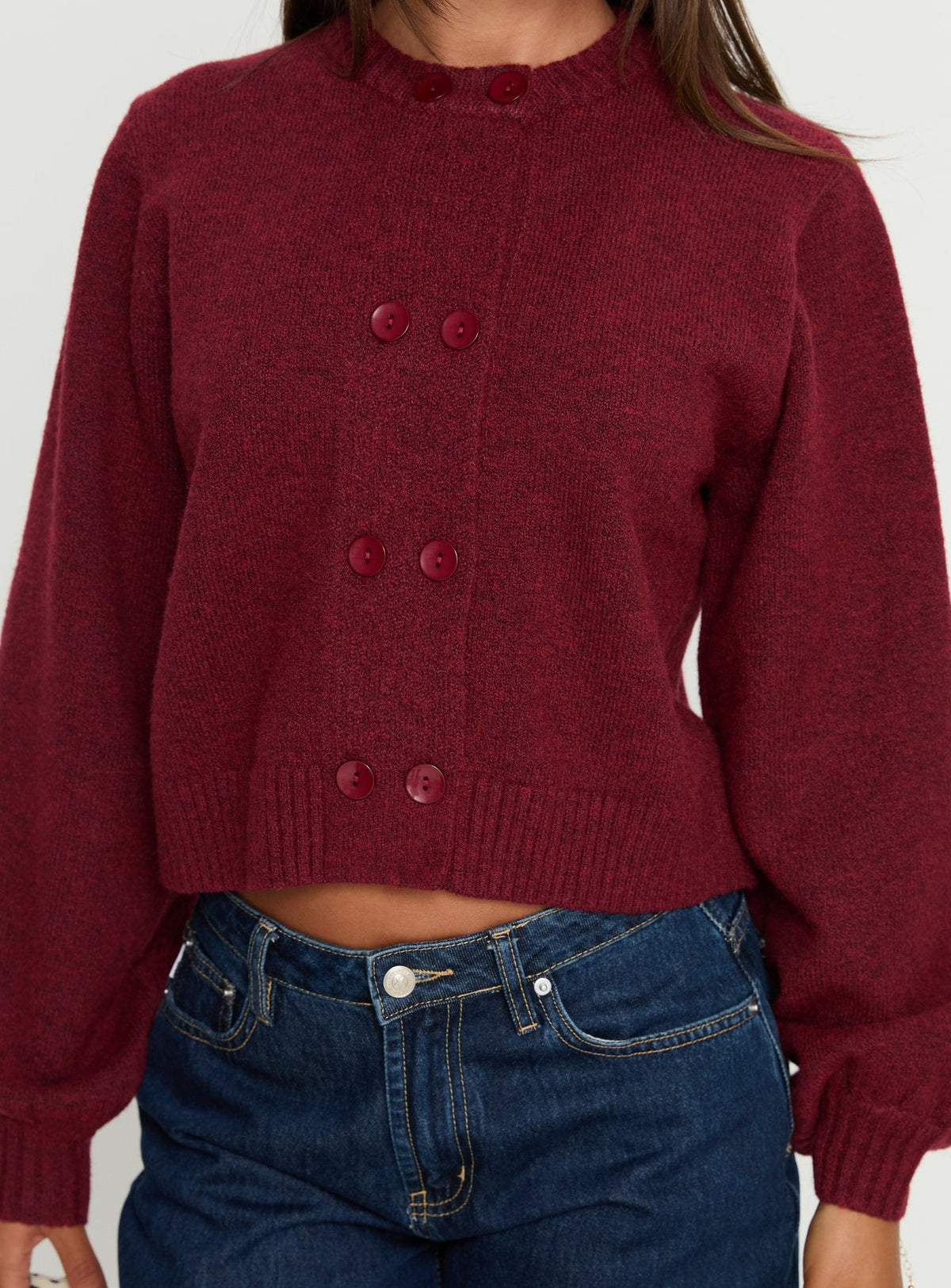 Kammi Button Up Cardigan Red