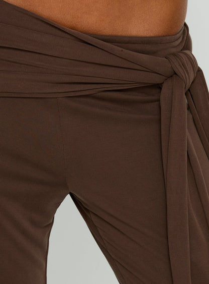 Katiana Wrap Jersey Pants Brown