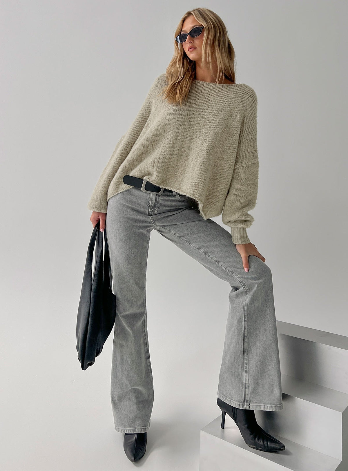 Magic Mirror Mid Rise Bootleg Jeans Washed Grey