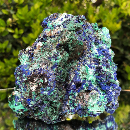 804g 13x12x10cm Shiny Blue Azurite w/ green Malachite from Sepon Mine, Laos