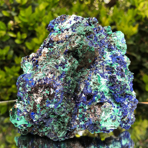 804g 13x12x10cm Shiny Blue Azurite w/ green Malachite from Sepon Mine, Laos