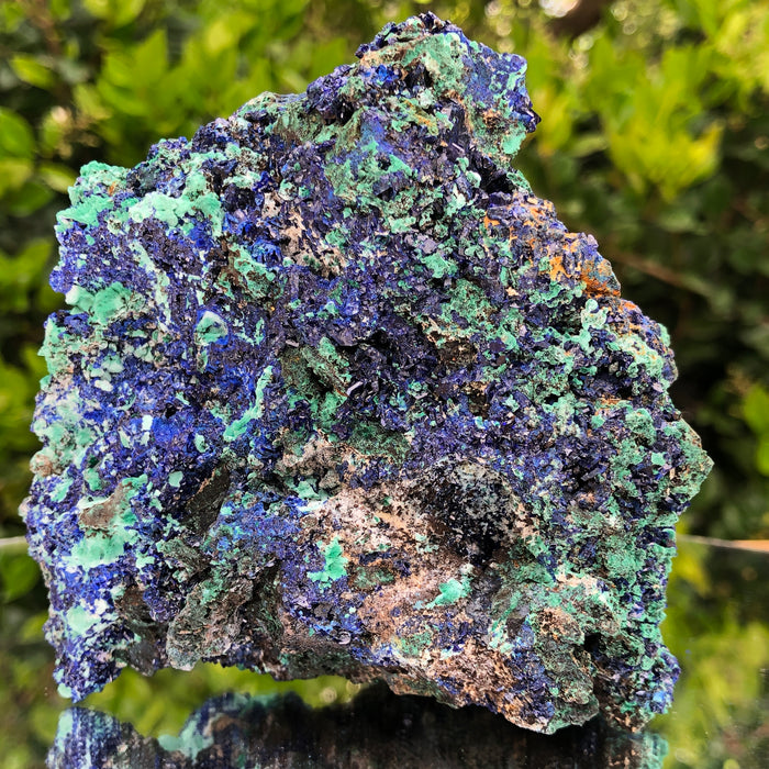 804g 13x12x10cm Shiny Blue Azurite w/ green Malachite from Sepon Mine, Laos