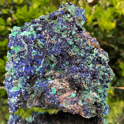 804g 13x12x10cm Shiny Blue Azurite w/ green Malachite from Sepon Mine, Laos
