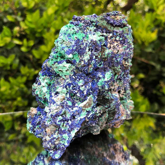 804g 13x12x10cm Shiny Blue Azurite w/ green Malachite from Sepon Mine, Laos