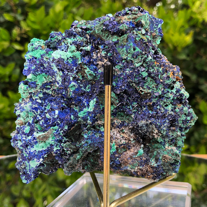 804g 13x12x10cm Shiny Blue Azurite w/ green Malachite from Sepon Mine, Laos