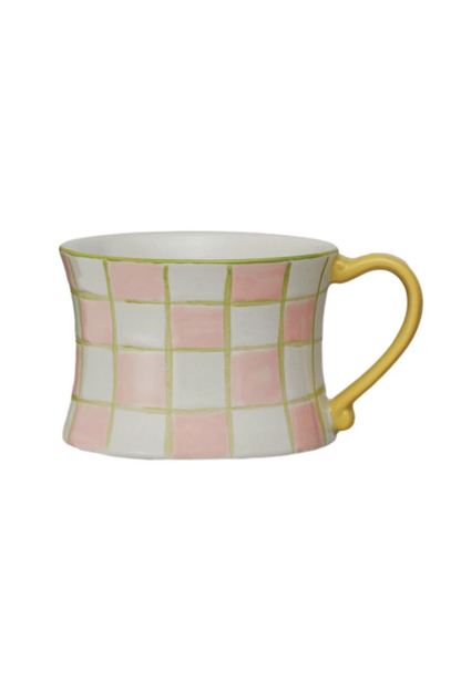 8 oz. Hand-Painted Stoneware Mug w/ Pattern, 4 Styles