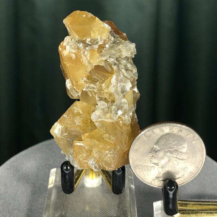 96g 5x3x3cm Orange Scheelite with Silver Muscovite from Mt. Xuebaoding,Sichuan,CHINA