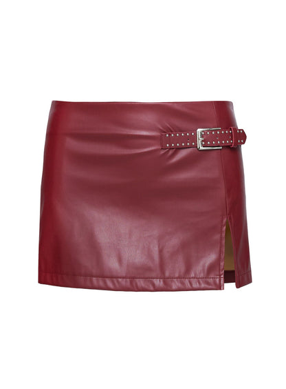 De Tigre Belted Mini Skirt Red