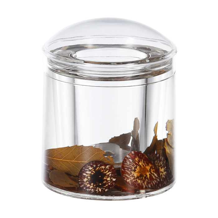 Acrylic Liquid 3D Floating Motion Round Qtip Cotton Ball Swab Holder Dispenser with Lid Wood