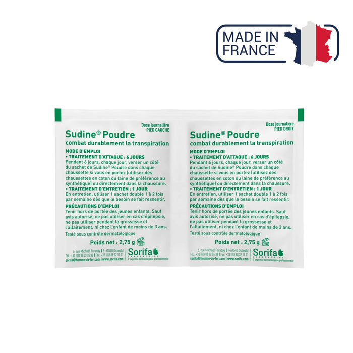 Antiperspirant treatment powder for feet - Sudine Laboratoire Sorifa