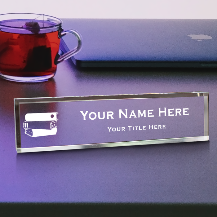 Books Themed, Personalized Acrylic Desk Sign (2 x 10")