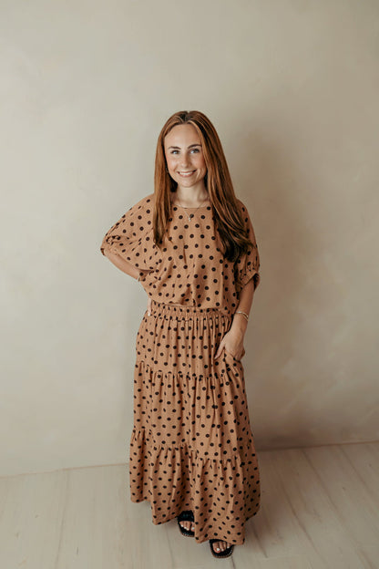 Camel & Brown  Polka Dot Maxi Skirt