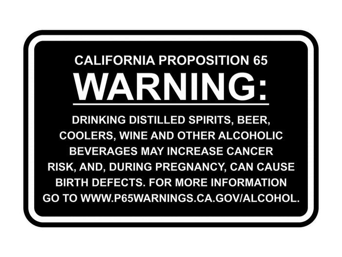 Classic Framed California Proposition 65 Sign Alcoholic Beverages