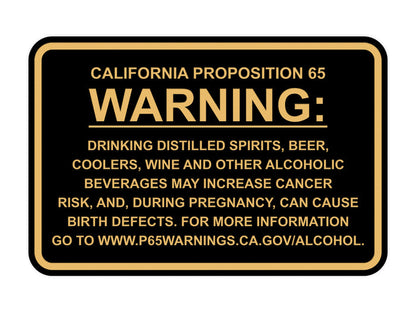 Classic Framed California Proposition 65 Sign Alcoholic Beverages