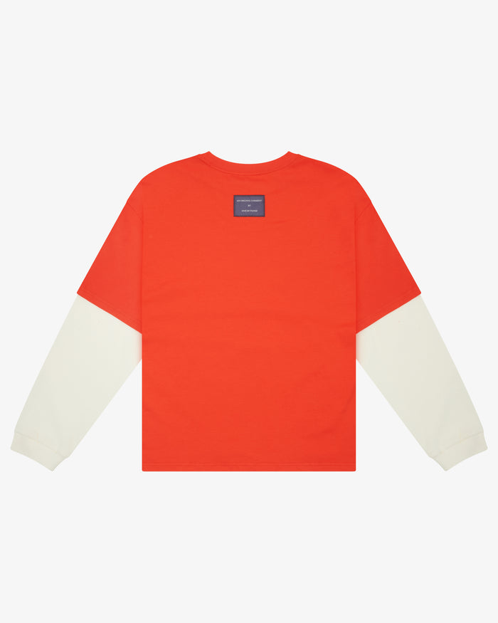 Crop Boxy Waffle Combo LS - CHILLI / CREAM