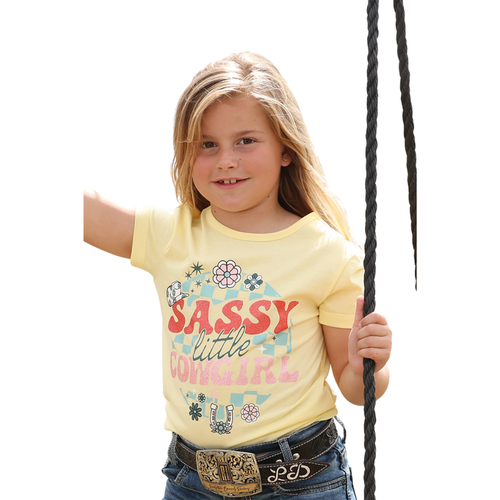 Cruel Girl's Youth Sassy Cowgirl Graphic Tee in Yellow